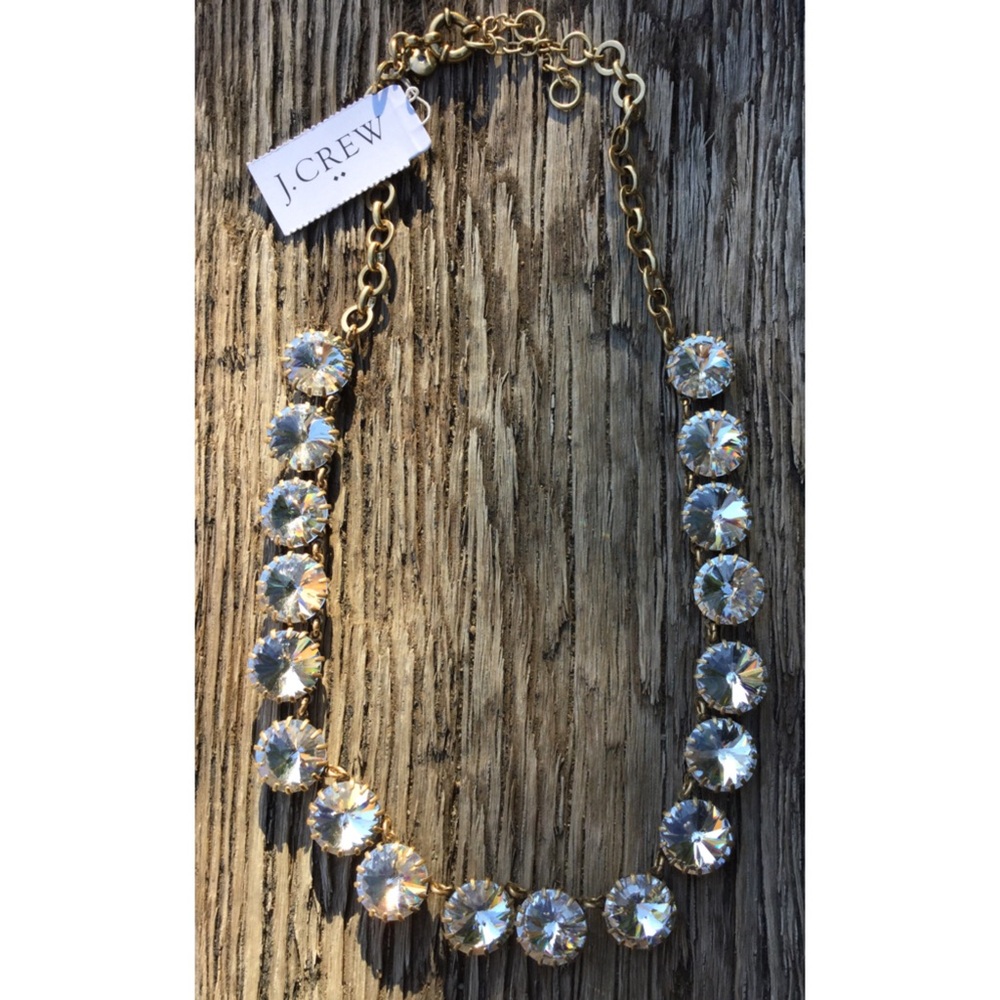 J. Crew Gold Crystal Statement Necklace - Clear
